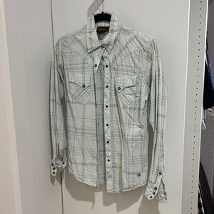 True Grit White and Gray Plaid Casual Shirt